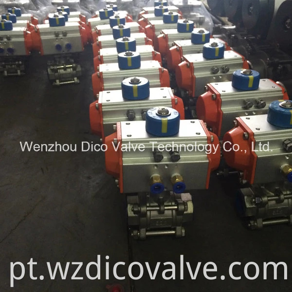 Wenzhou China aço inoxidável Pneumático/Atuador elétrico Controle Industrial 3pc Válvula de esfera 3pc